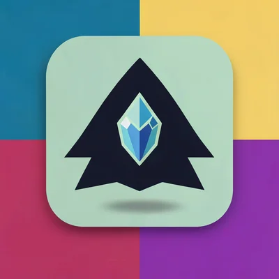 Flat geometric class icon of a mage hood with crystal motif inside rounded squar
