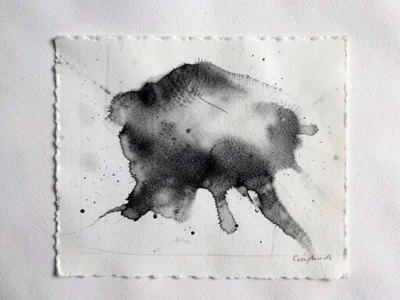 Additive monoprint, ink painted directly on plate visible as textured brushwork 