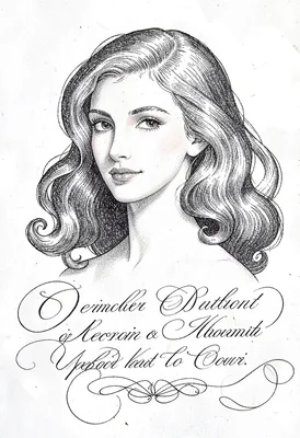 Flowing hair portrait flourished