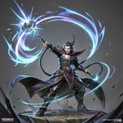 Video game concept art illustration, a battle mage in mid-cast, elemental energy