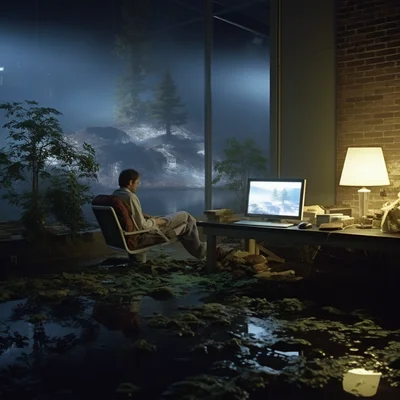 Film still occul ai computer. Movie directed by Matth