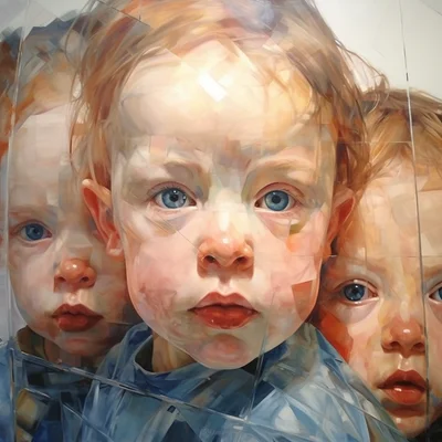 Painting portrait by Jenny Saville. babies