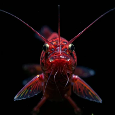 Cherry Shrimp Face Macro Portrait