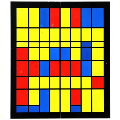 Market canopy grid — yellow, red, and blue rectangles on a black frame