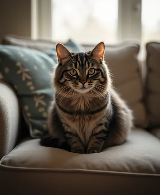 Cat sitting on a couch