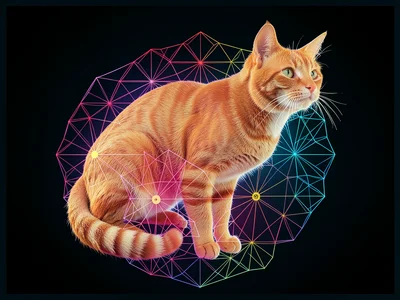 Generative art, geometric patterns, organge cat , algorithmic design, precise ma