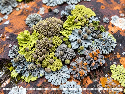 Lichen on copper church roof, unusual substrate colonization, organism adapting 