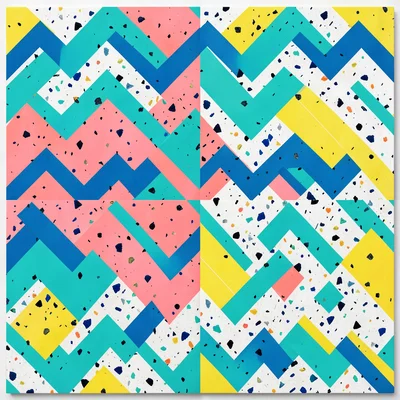 Memphis Squiggle-Dot-Zigzag Pattern Swatch