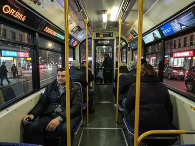 Night bus interior