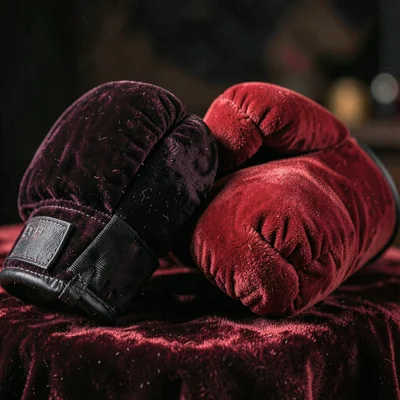 Velvet boxing gloves, violence made plush, sport luxury