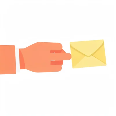 flat-vector single hand-with-letter abstract — five-rectangle coral hand passing