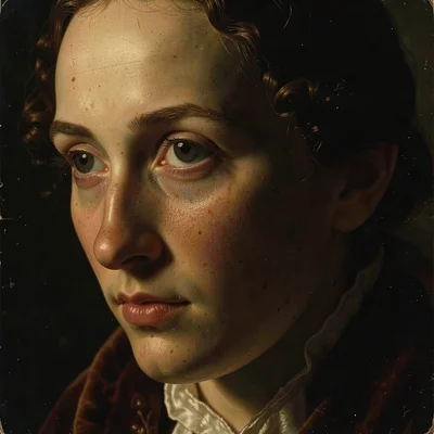 Close-up of a woman's eye and cheekbone, everything outside the lit triangle in 