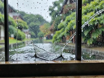 Drop running down window glass
