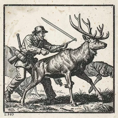 Hunters pursuing a stag