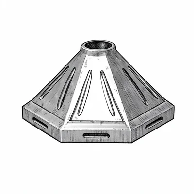 Plate of a single iron lantern roof cap, ventilation slits drawn as parallel sli
