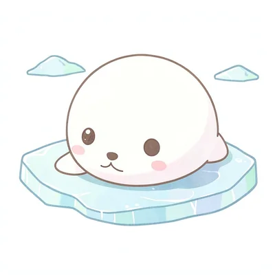 Kawaii seal pup on ice