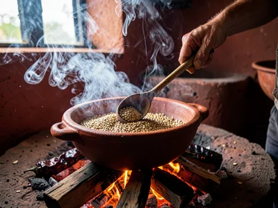 Toasting Pumpkin Seeds in Clay Cazuela