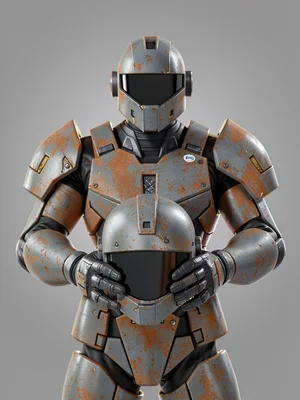 Holding the slim helmet in both gloved hands at chest height, the commander-pilo