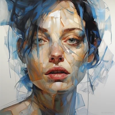 Painting portrait by Jenny Saville. marge simpson