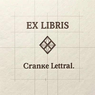 A bookplate design reading EX LIBRIS above a small geometric ornament, owner nam