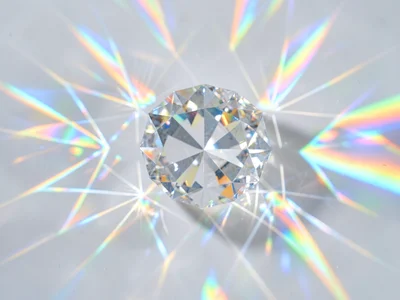 Diamond pattern of dispersed light on white surface