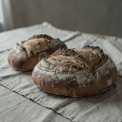 Artisan bread on linen