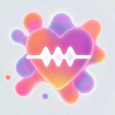 Organic blob gradient illustration, heart with pulse wave gradient , soft rounde