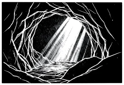 Cave light scratchboard