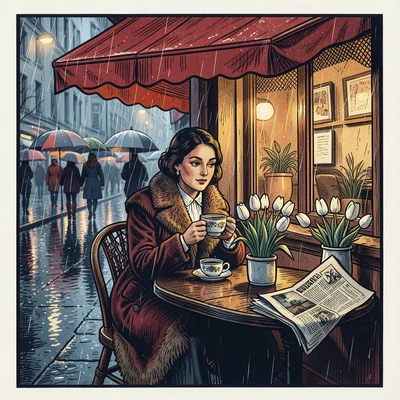 Tulips in Winter Rain