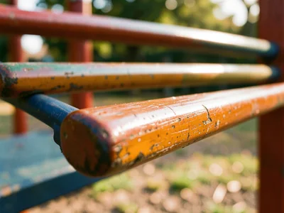 Monkey bar rungs, each polished to a different degree depending on reach distanc