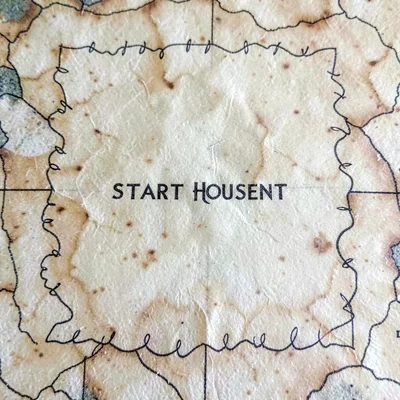 Parchment map detail of the start-house quadrant with squiggle calligraphy marke