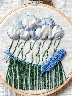 Rain Cloud Fringe — Embroidered Precipitation Symbol