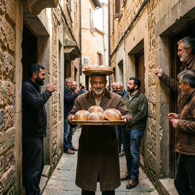 Historic medina photography, labyrinthine old city, Bread being delivered on a w
