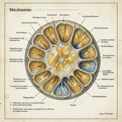 Mitochondrion magnified across the entire plate with carefully annotated inner c