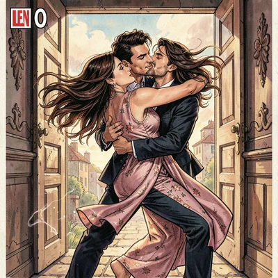 A man carrying woman across threshold