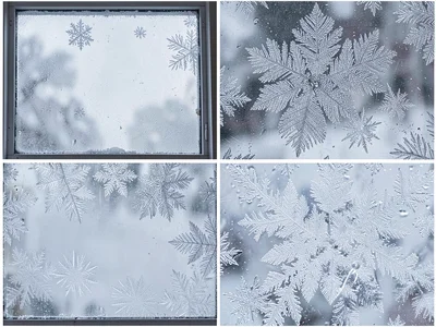Window frost at different magnifications