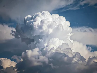 Approaching cloud bank showing internal structure through translucency