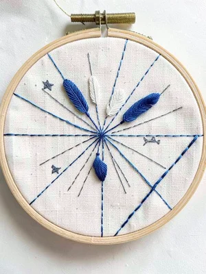 Wind Barbs — Feather Stitch Radiating on Ivory