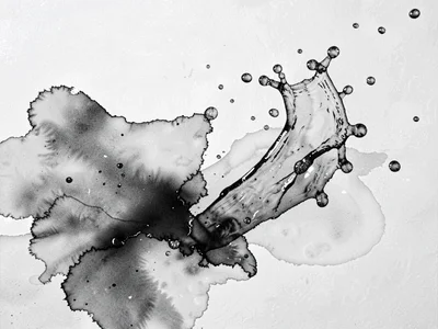 Ink responding to water motion