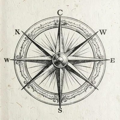 Scrimshaw compass rose