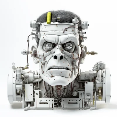 Illustration 3d plastilina create a robot frankenstei