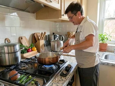 Kitchen counter during cooking