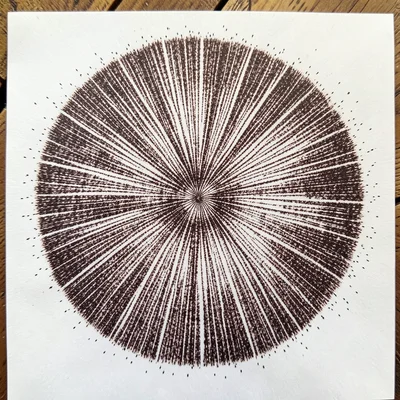Dark chocolate-brown spore print on glass, dense deposit from mature specimen, v