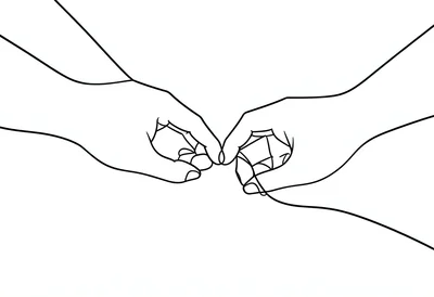 Reaching hands continuous line