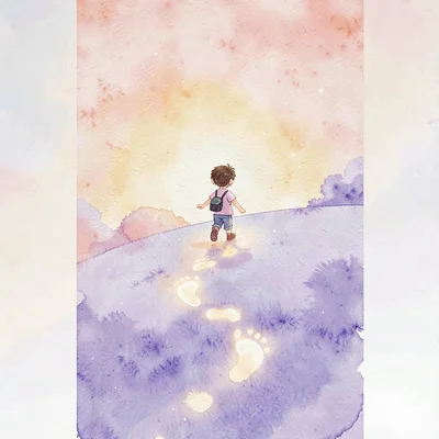 Modern illustrated onboarding screen of a small character stepping onto a softly