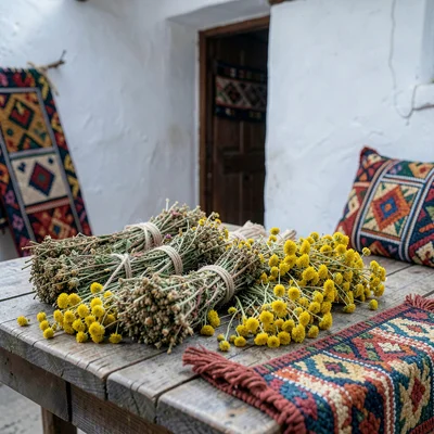 Documentary photograph with Guatemalan highland aesthetic, Bundles of dried cham