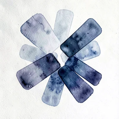 abstract single cube-explode abstract — six rounded rectangles in graduated indi
