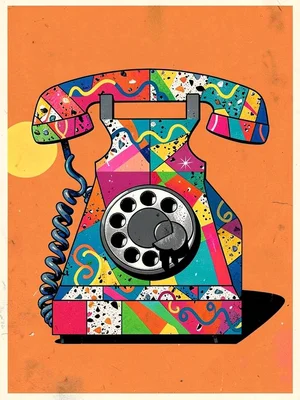 Memphis eighties colorful telephone