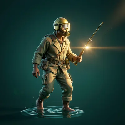 Cinematic plate of a fisherman wading thigh-deep at golden hour, lens flare acro