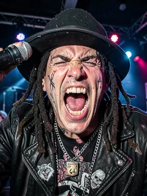 Punk vocalist screaming